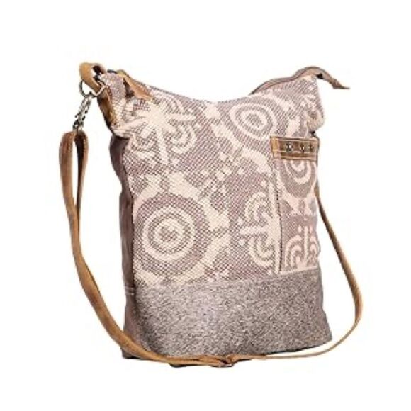 Myra Bag Handbags - Myra Bag Tan and Cream Crossbody